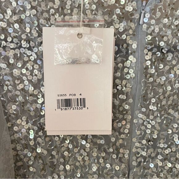 Mac Duggal #93655 Cape Sleeve Beaded Tea Length Dress blue Sz 4 NWT $598 - Picture 12 of 16